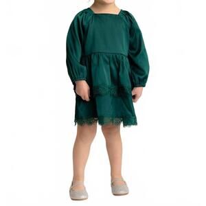 NEW ISOBELLA & CHLOE girl's long sleeve ruffle dress in emerald